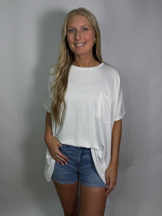 Sophia Pocketed Tee | White