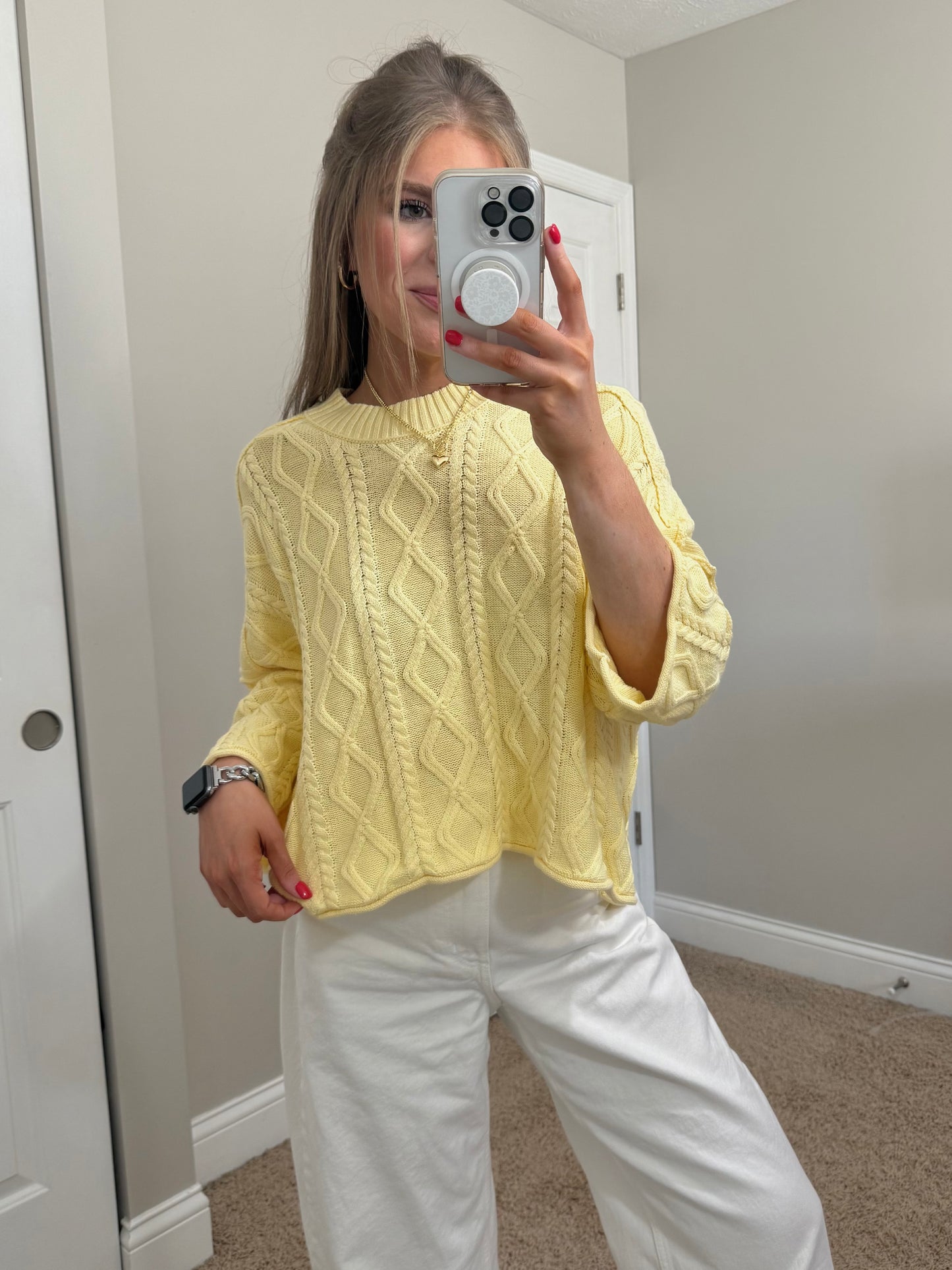 Madi 3/4 Sleeve Sweater | Pastel Yellow