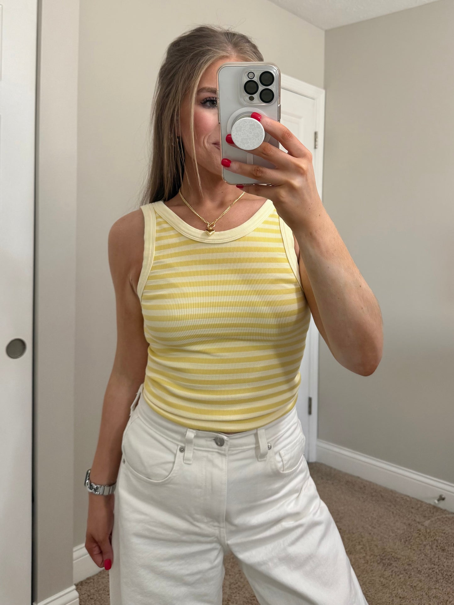 Striped Reversible Tank | Pale Yellow