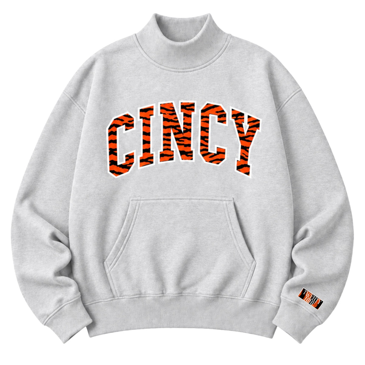 *PREORDER* Ash Gray CINCY Mockneck | Bengals Inspired Print