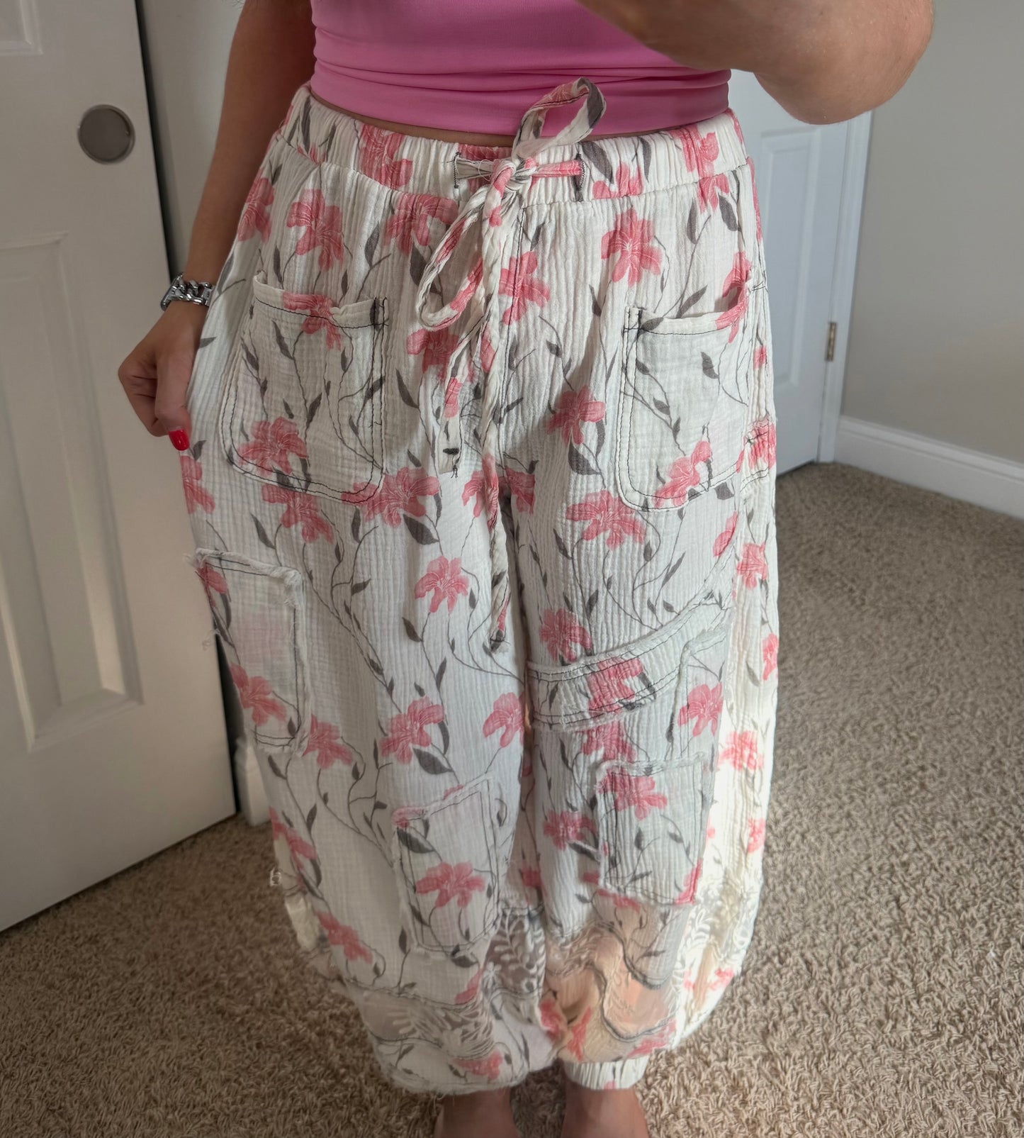 Ivory Floral Joggers