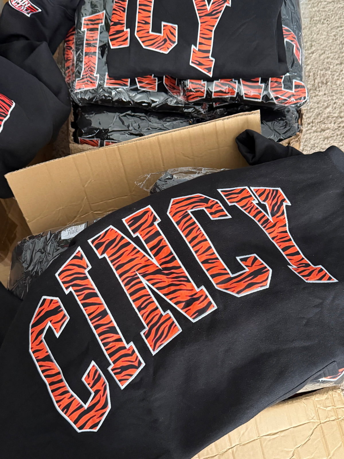 *PREORDER* Black CINCY Mockneck | Bengals Inspired Print