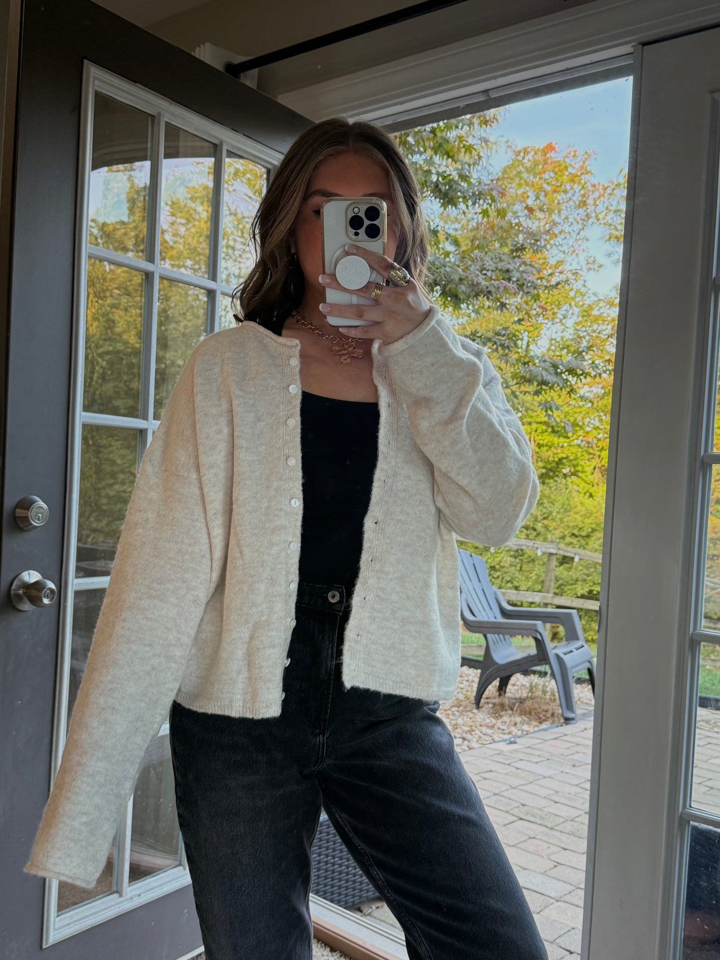 Meredith Cardigan Top | Oatmeal