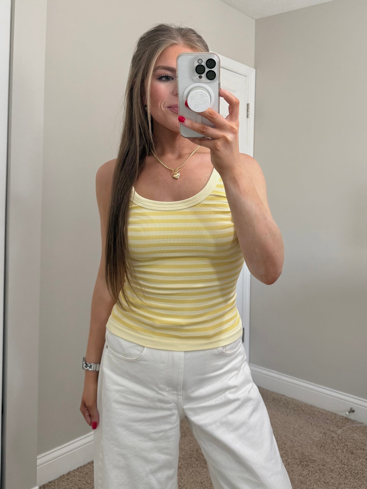Striped Reversible Tank | Pale Yellow