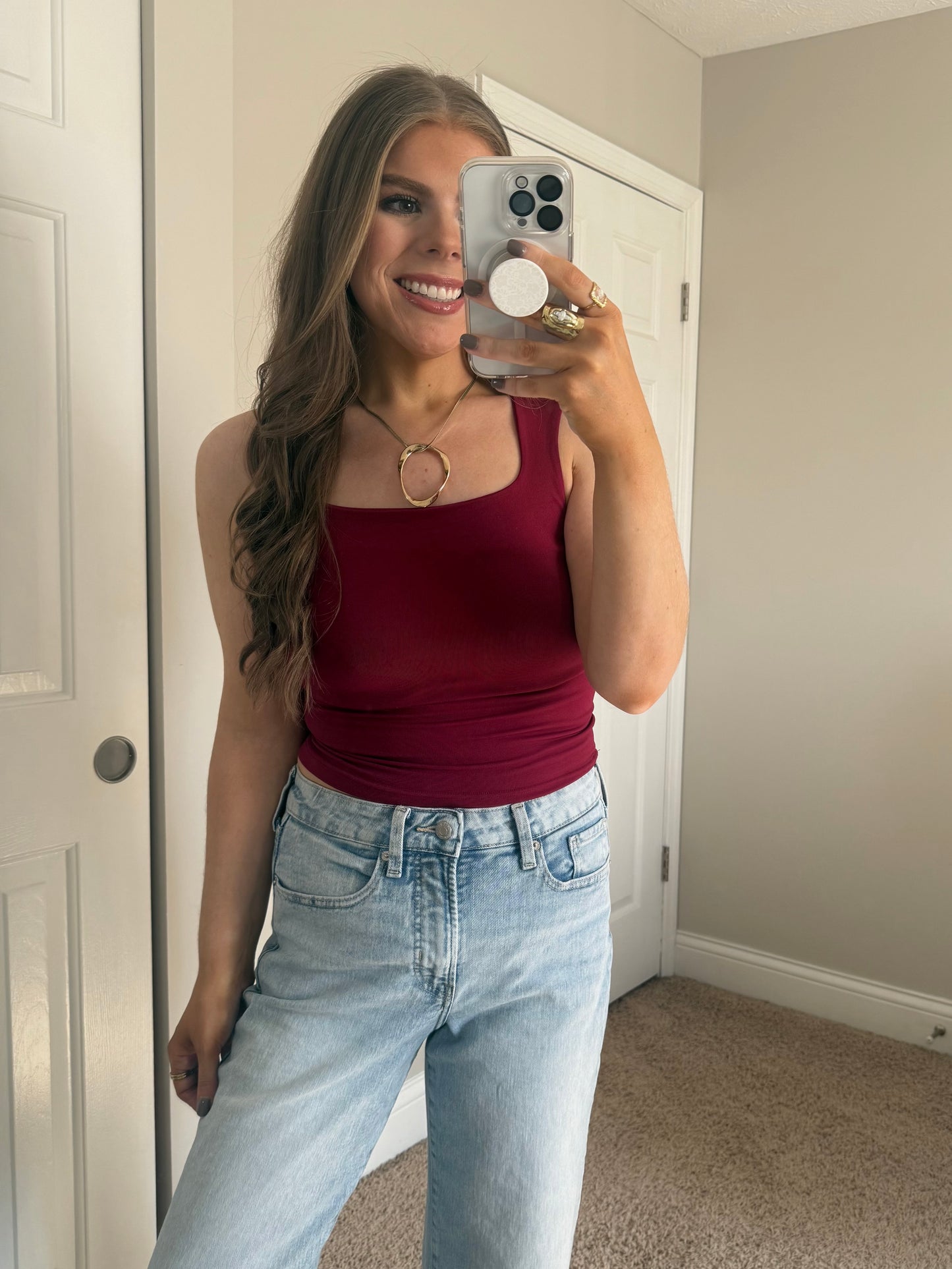 Wine Jax Square Neck Tank