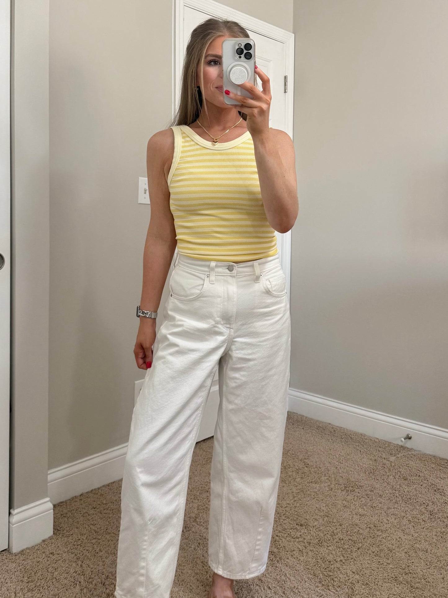 Striped Reversible Tank | Pale Yellow