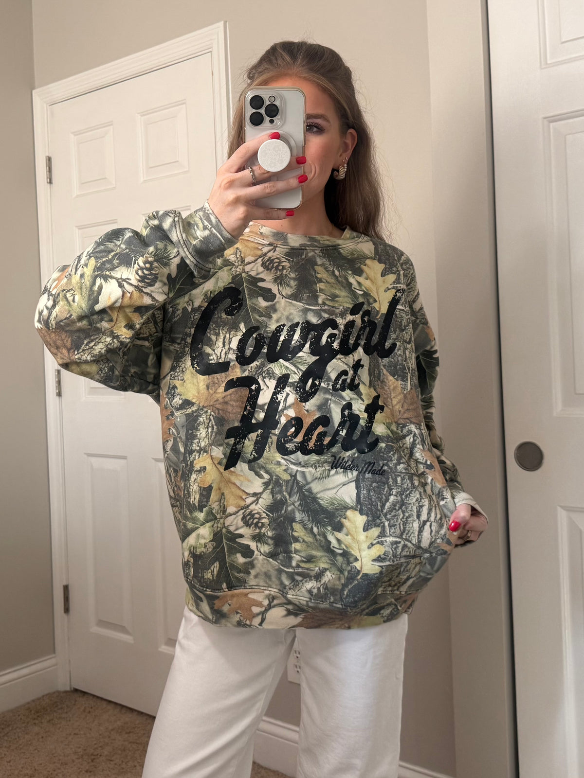 Cowgirl at Heart Camo Crewneck | Black