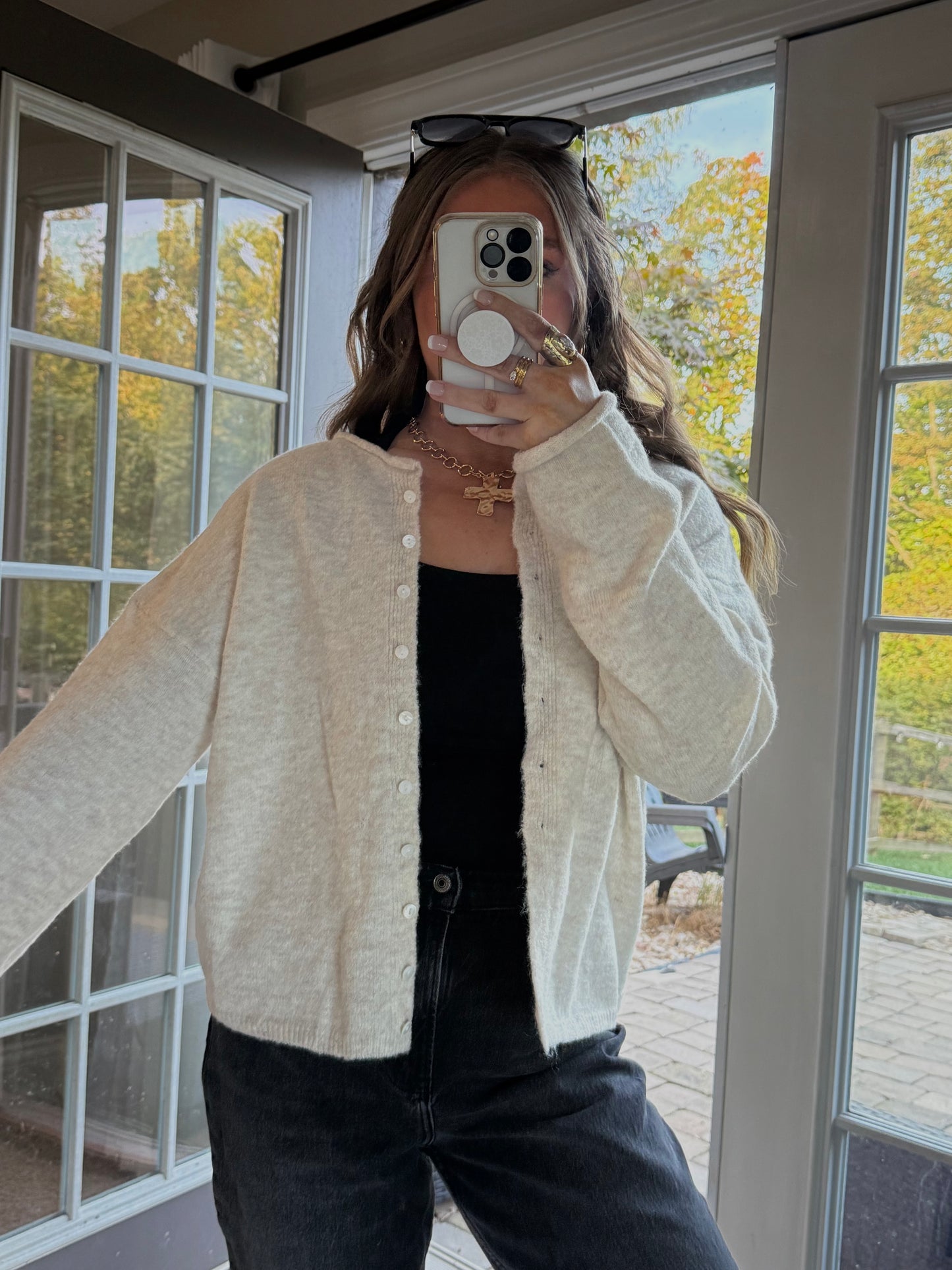 Meredith Cardigan Top | Oatmeal