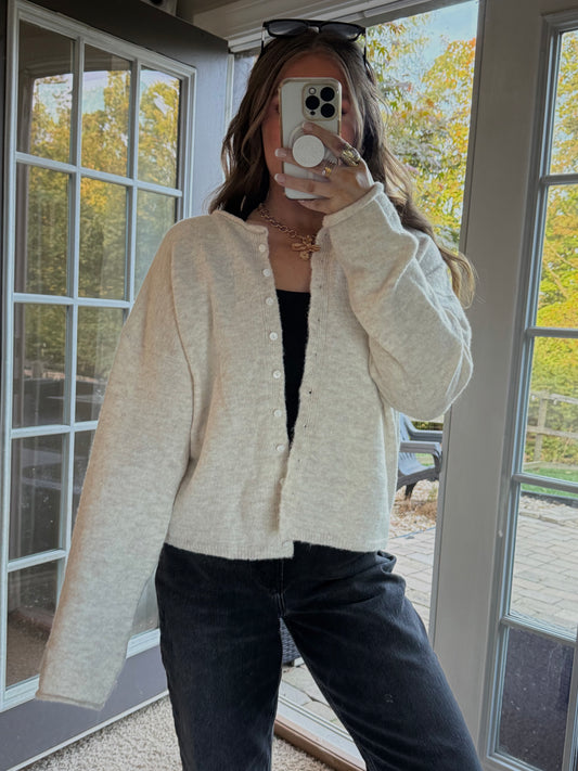 Meredith Cardigan Top | Oatmeal