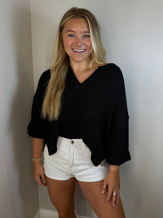 Black Timeless 3/4 Sleeve Top