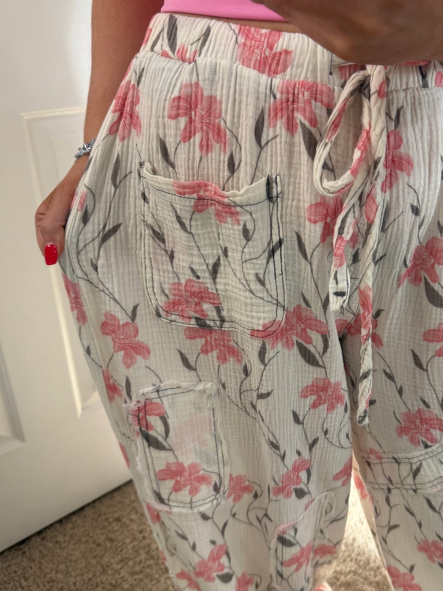 Ivory Floral Joggers