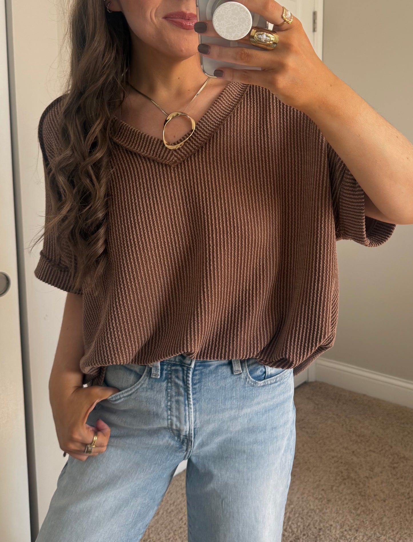 Casey Short Sleeve Top | Brown