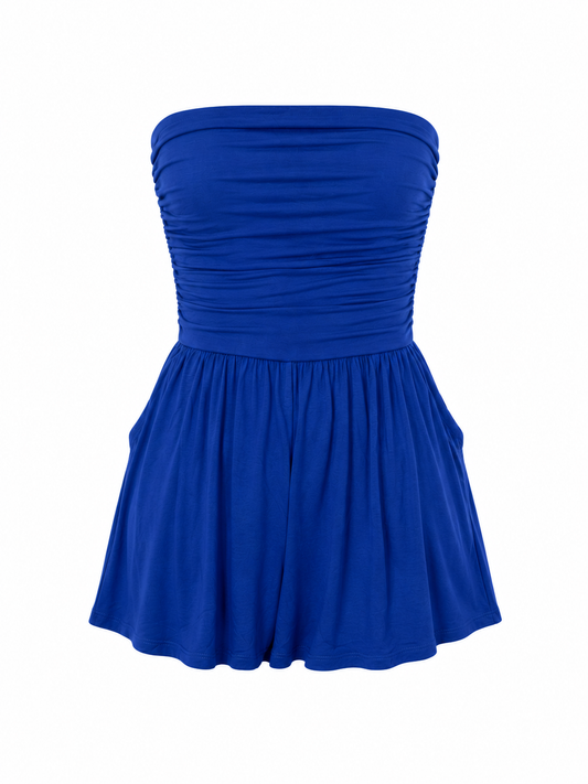 *LAST ONE* Meg Strapless Romper | Light Navy Blue