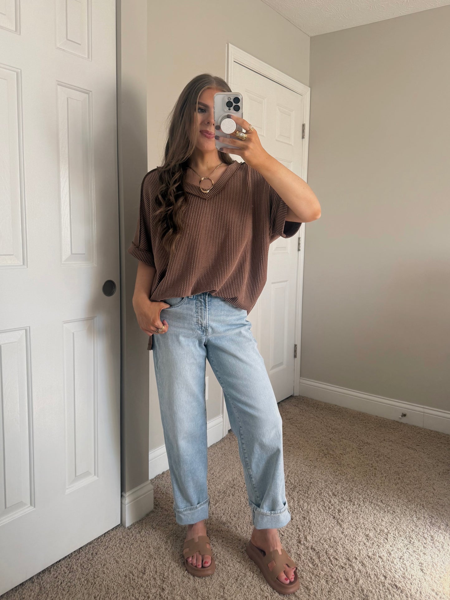 Casey Short Sleeve Top | Brown