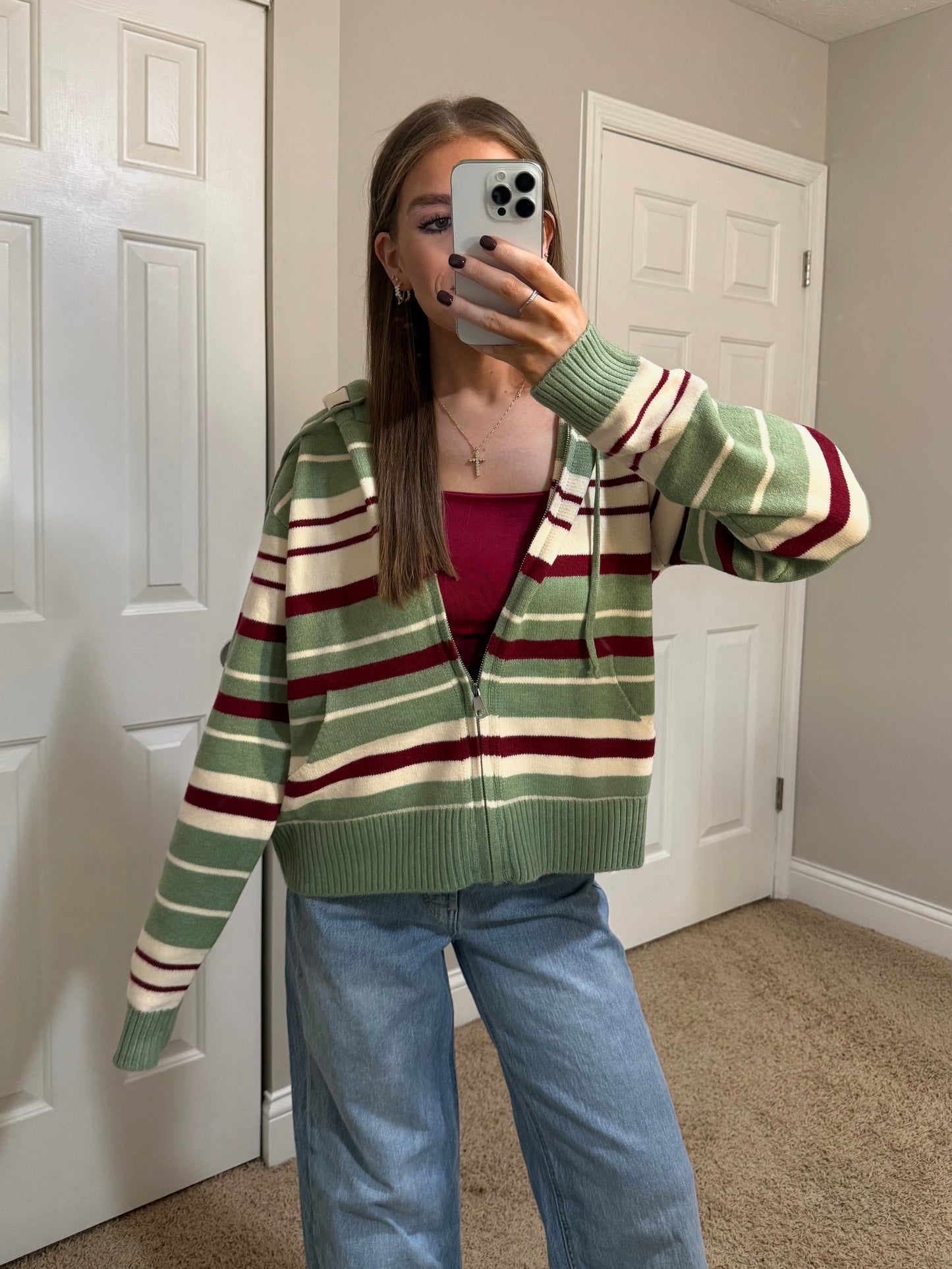 Zana Striped Zip Up