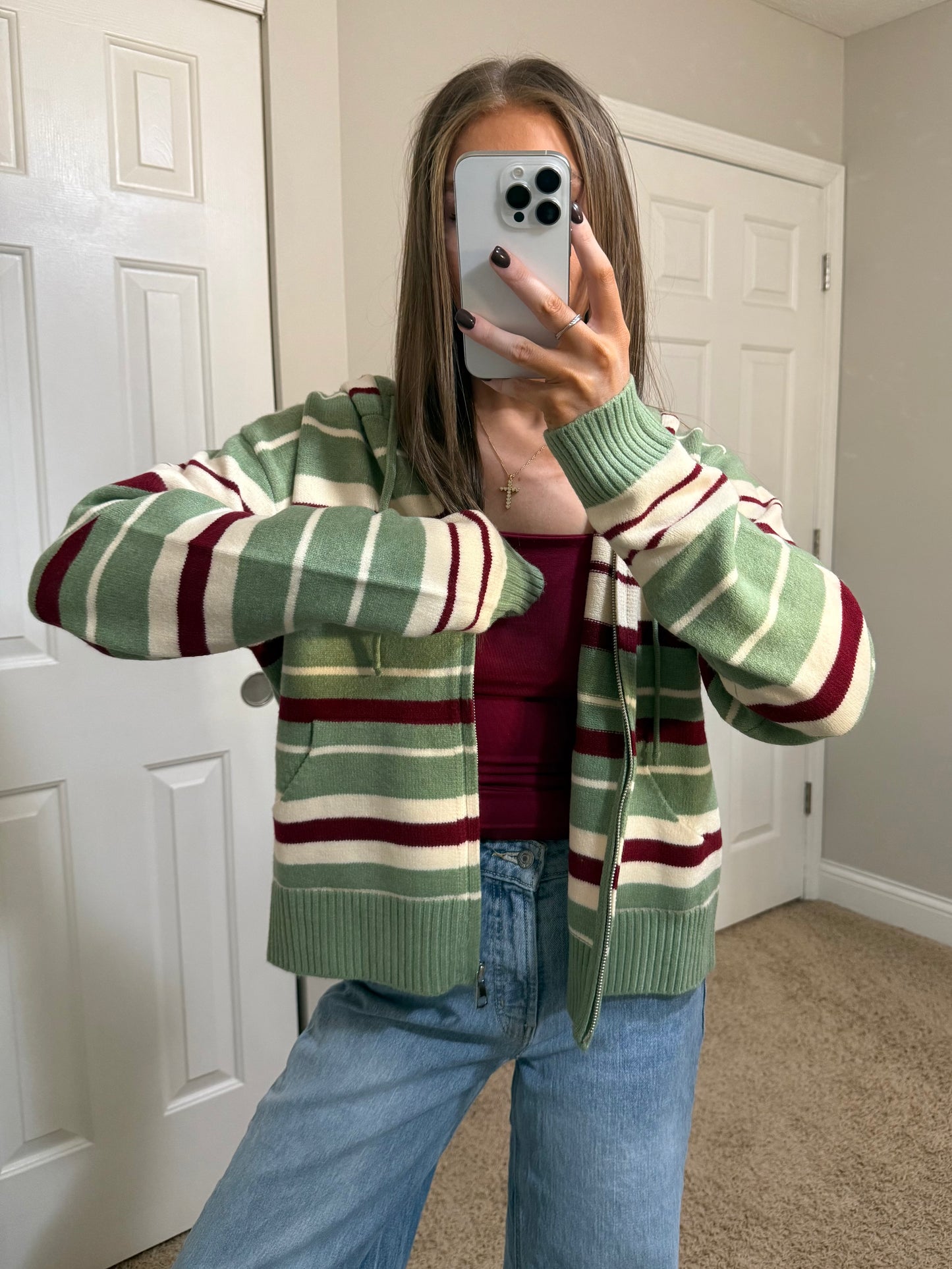 Zana Striped Zip Up