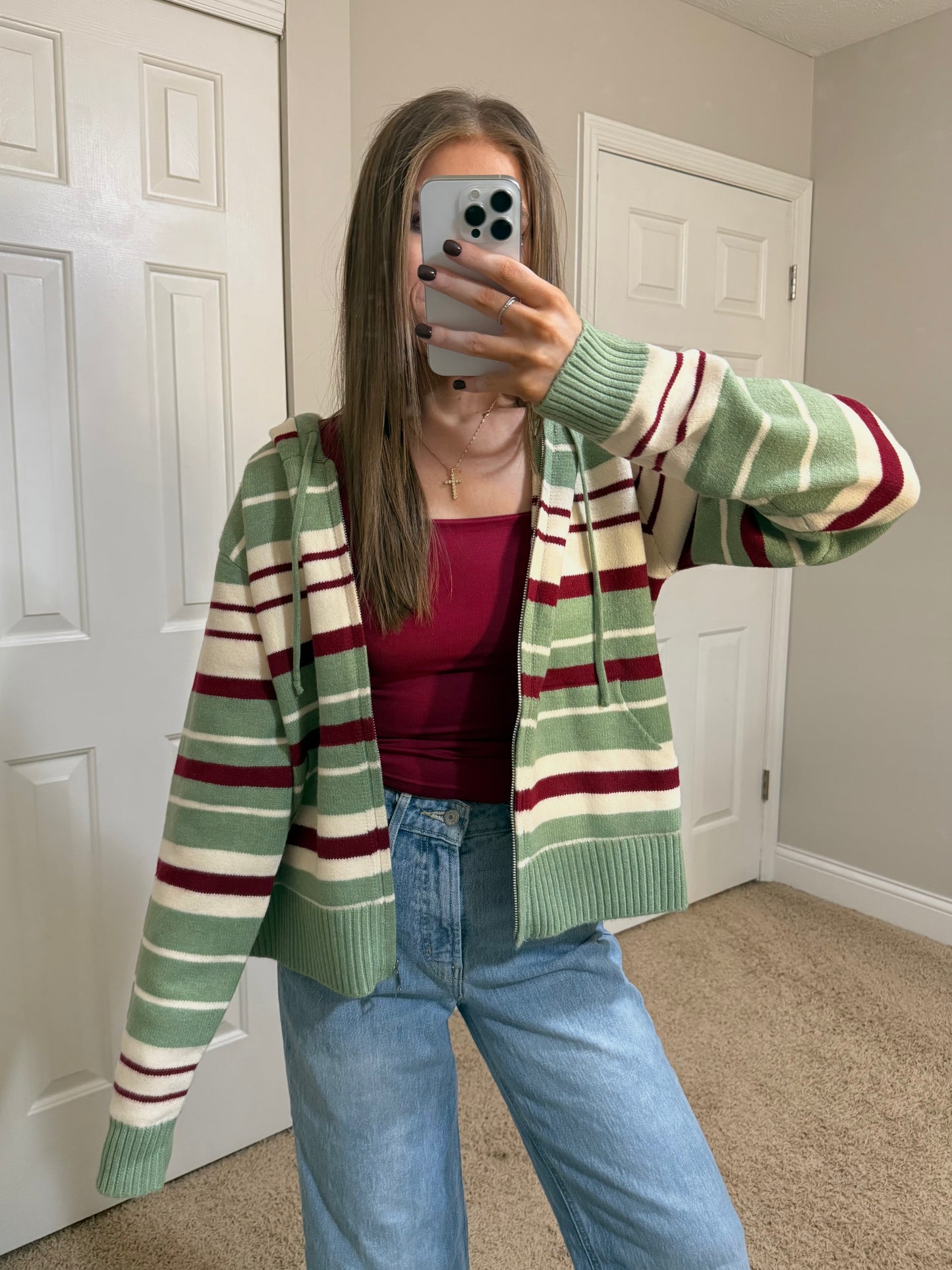 Zana Striped Zip Up