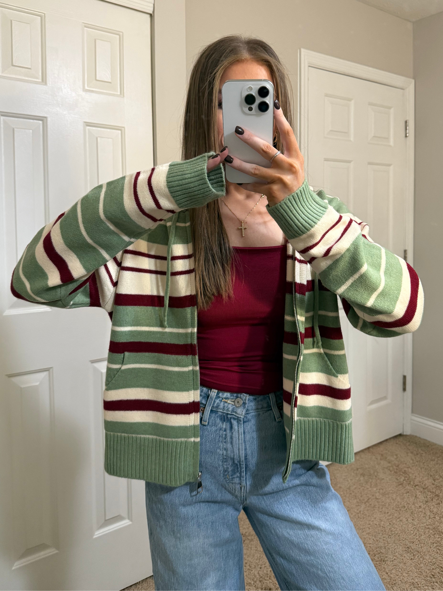 Zana Striped Zip Up