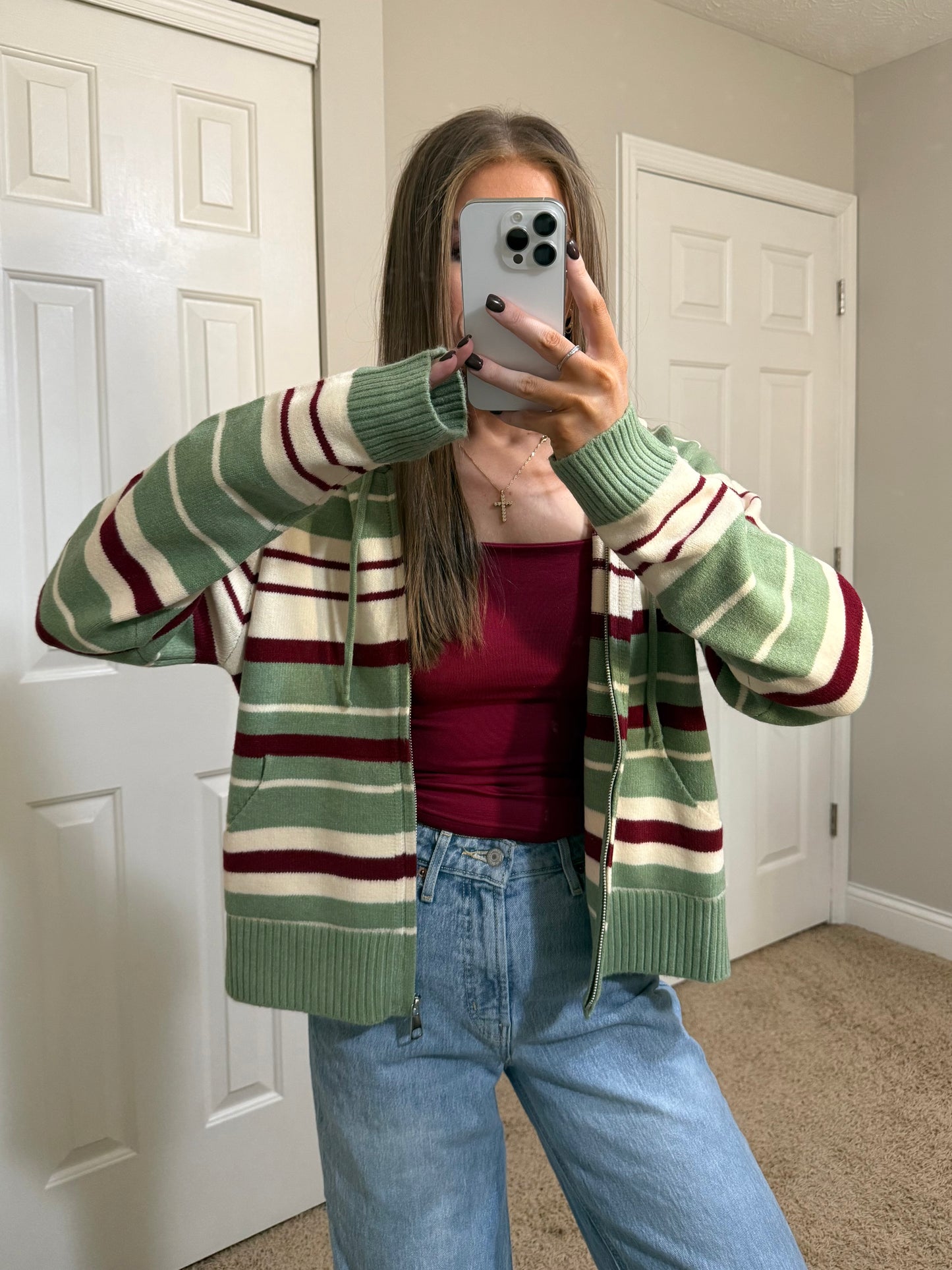 Zana Striped Zip Up