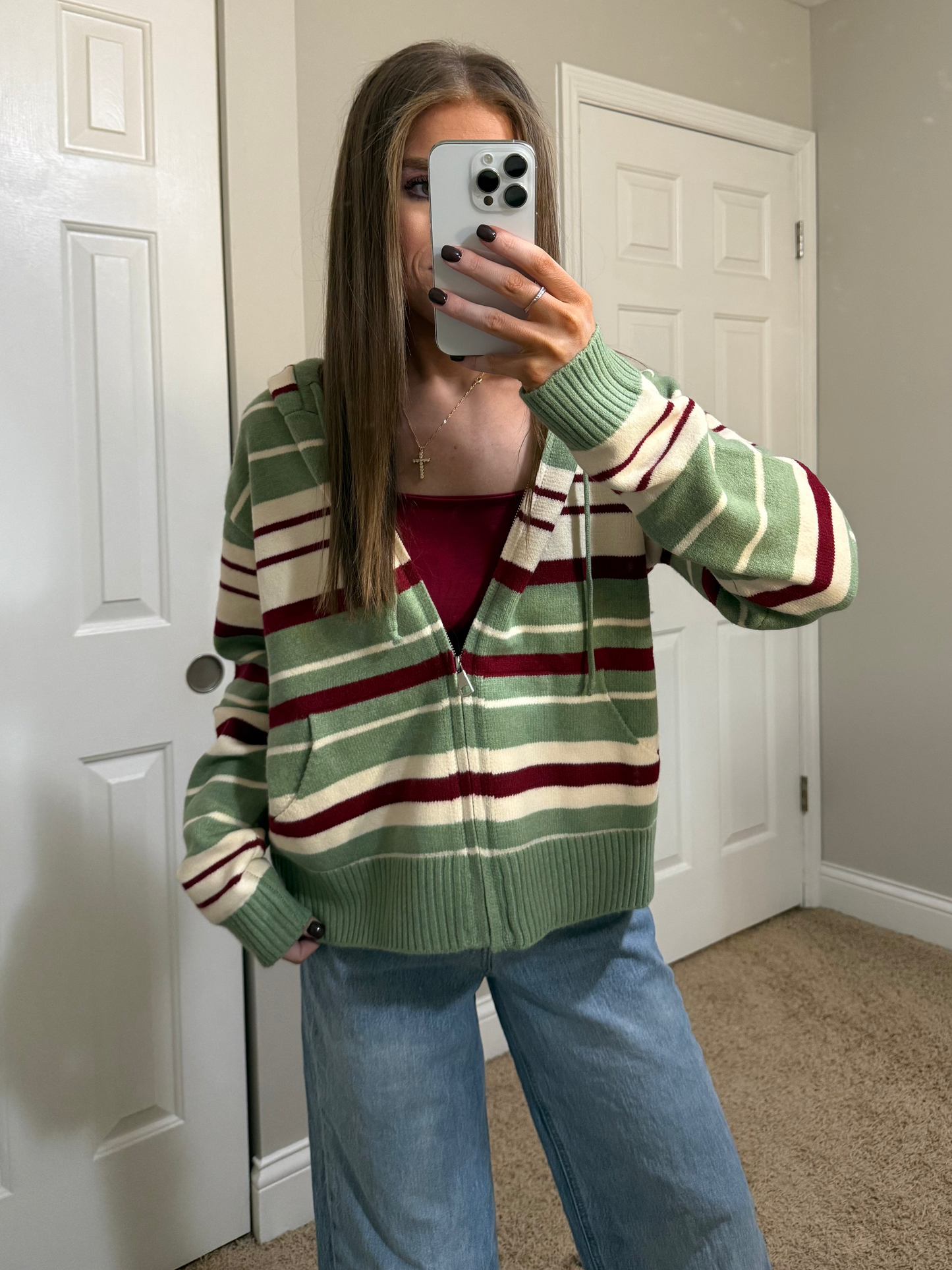 Zana Striped Zip Up