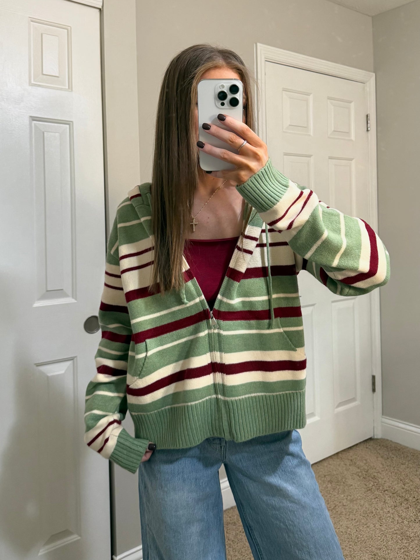 Zana Striped Zip Up