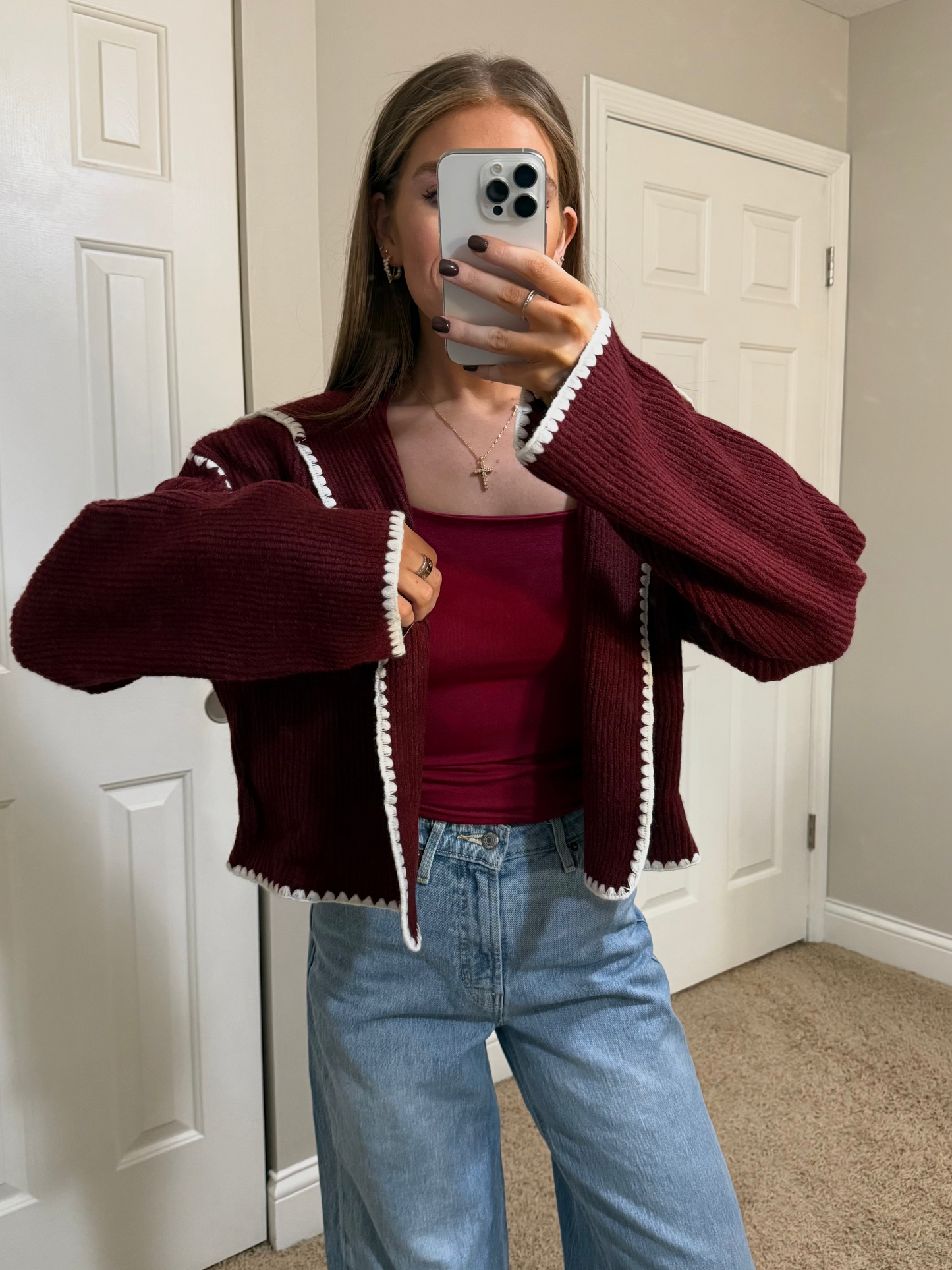 Merlot Trim Cardigan