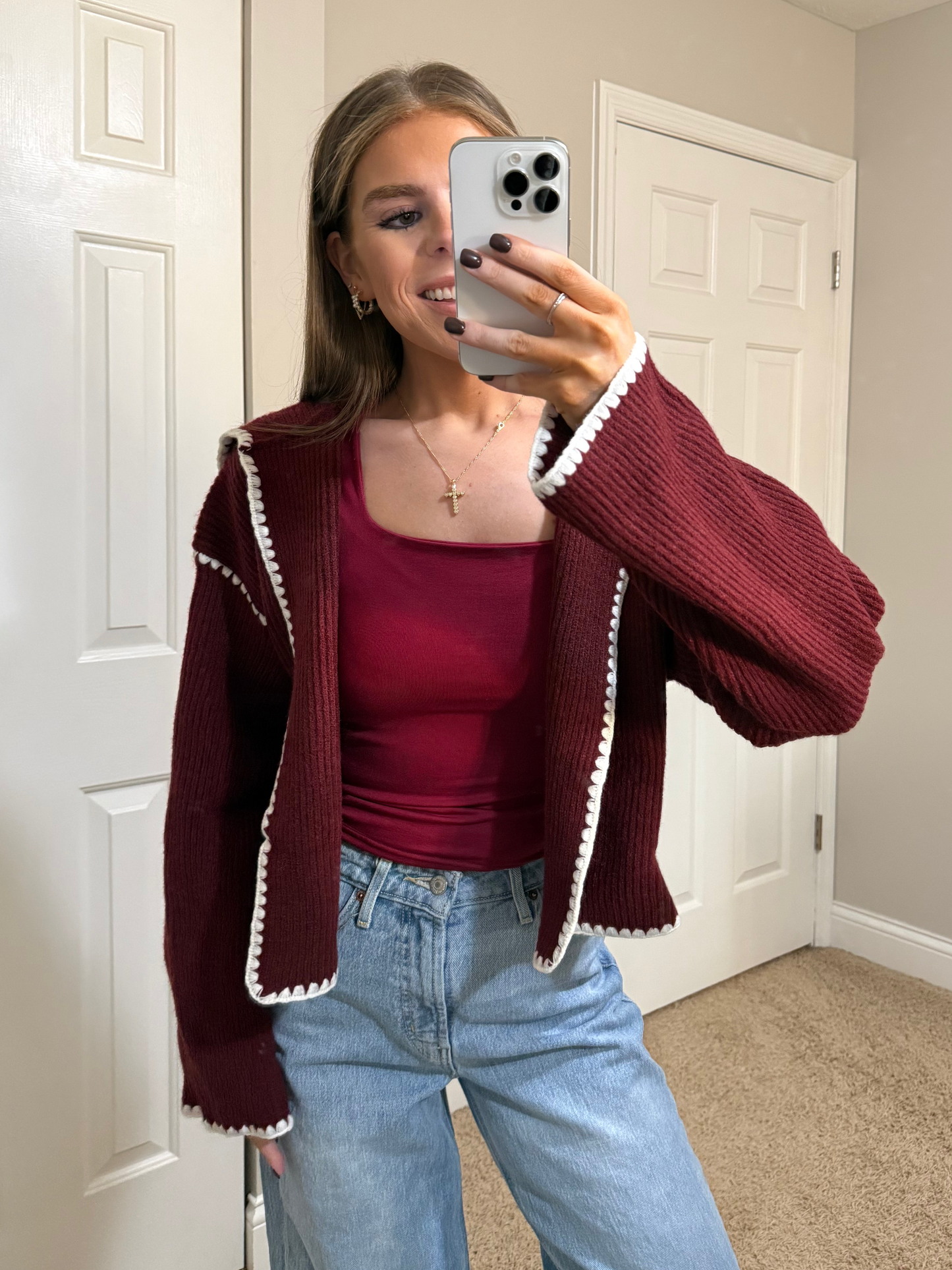 Merlot Trim Cardigan