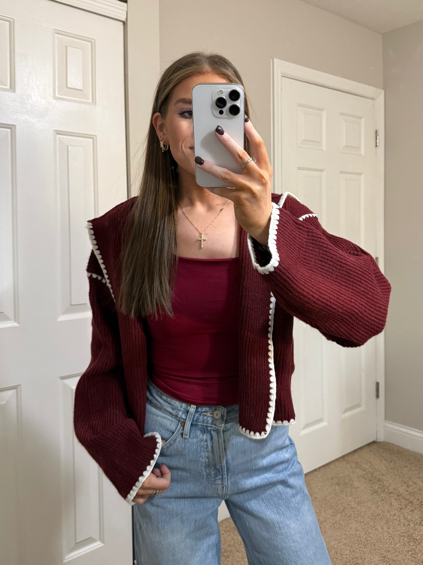 Merlot Trim Cardigan