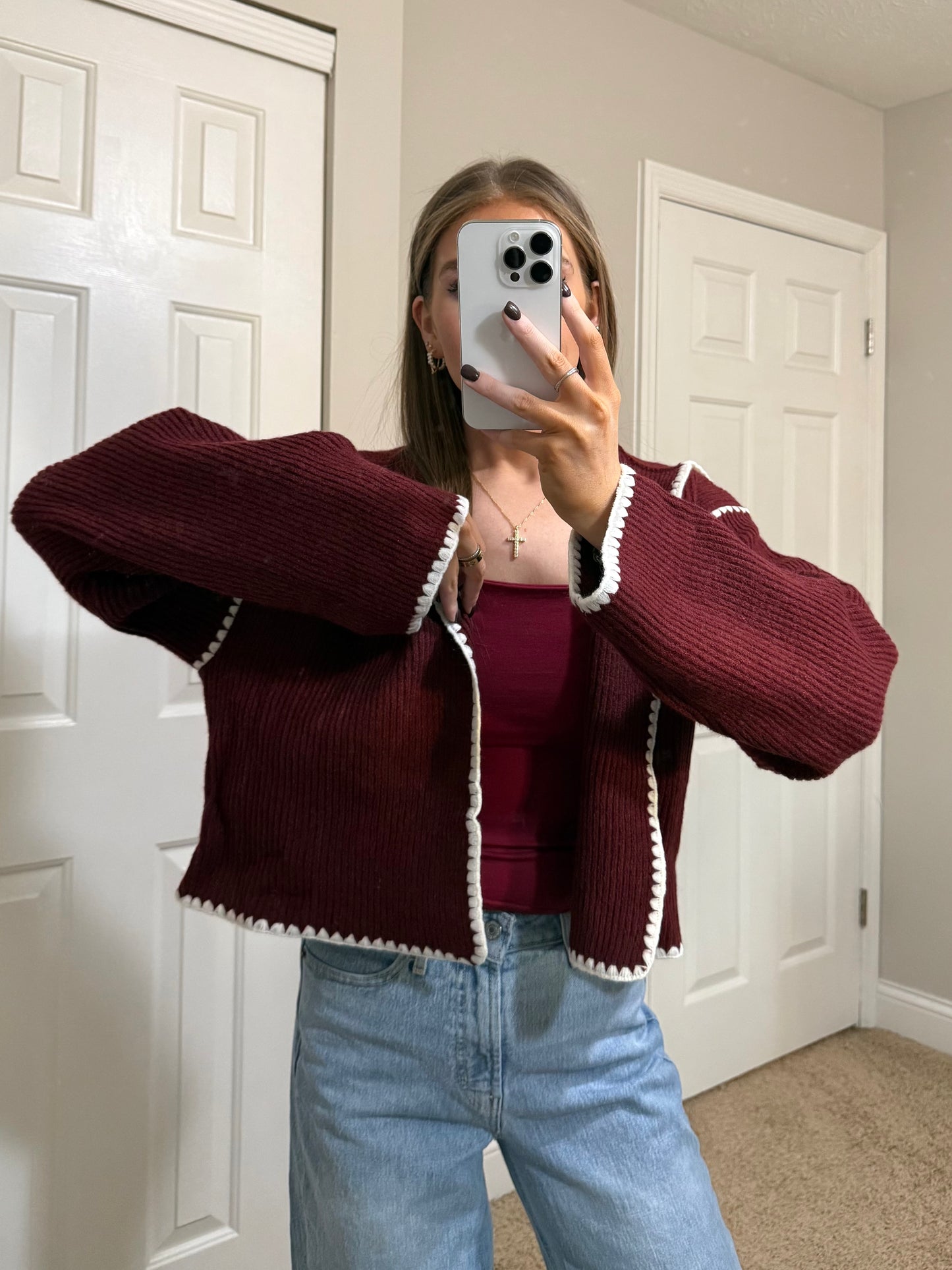 Merlot Trim Cardigan