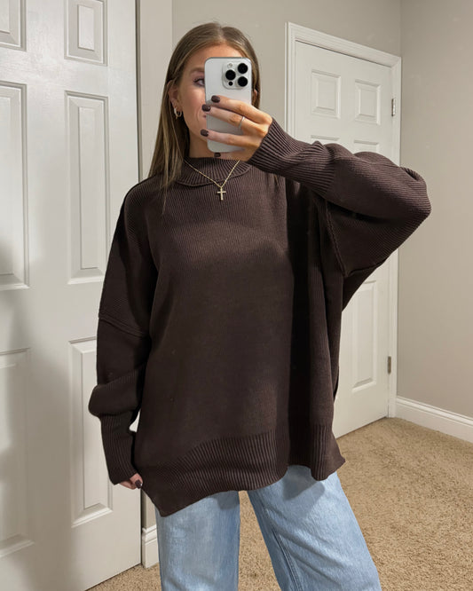 Essential Oversized Sweater | Dark Brown