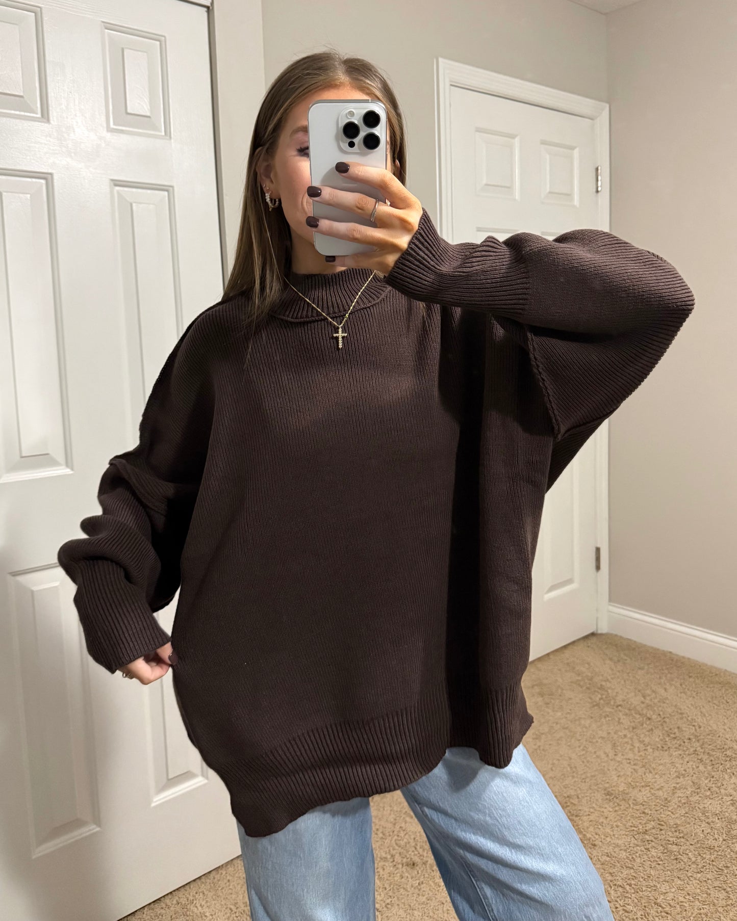 Essential Oversized Sweater | Dark Brown