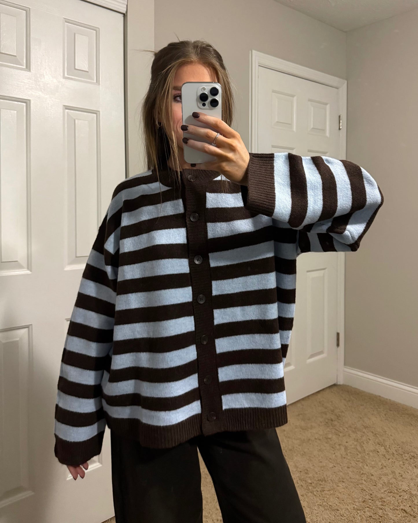 Blueberry Mocha Striped Cardigan