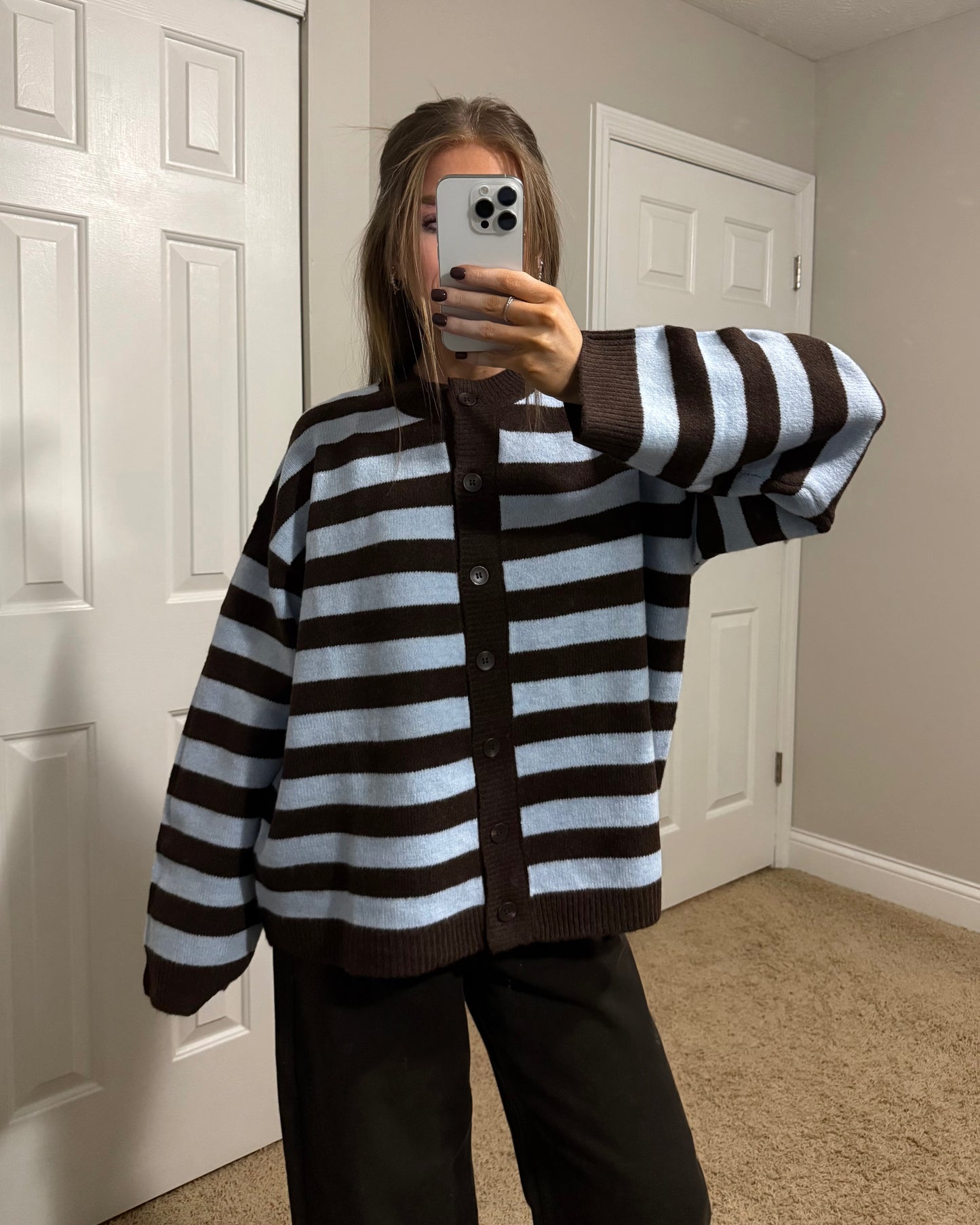 Blueberry Mocha Striped Cardigan