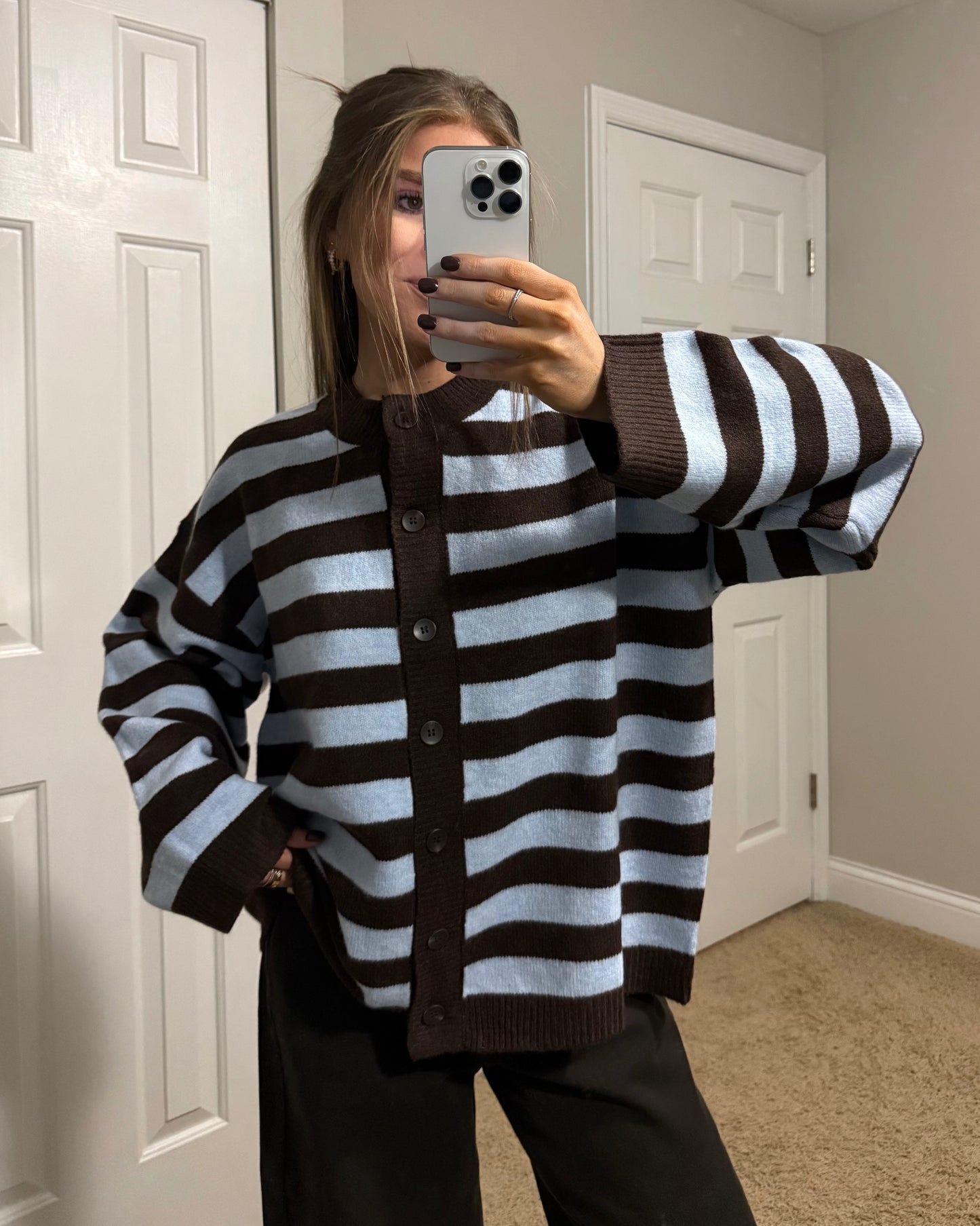 Blueberry Mocha Striped Cardigan