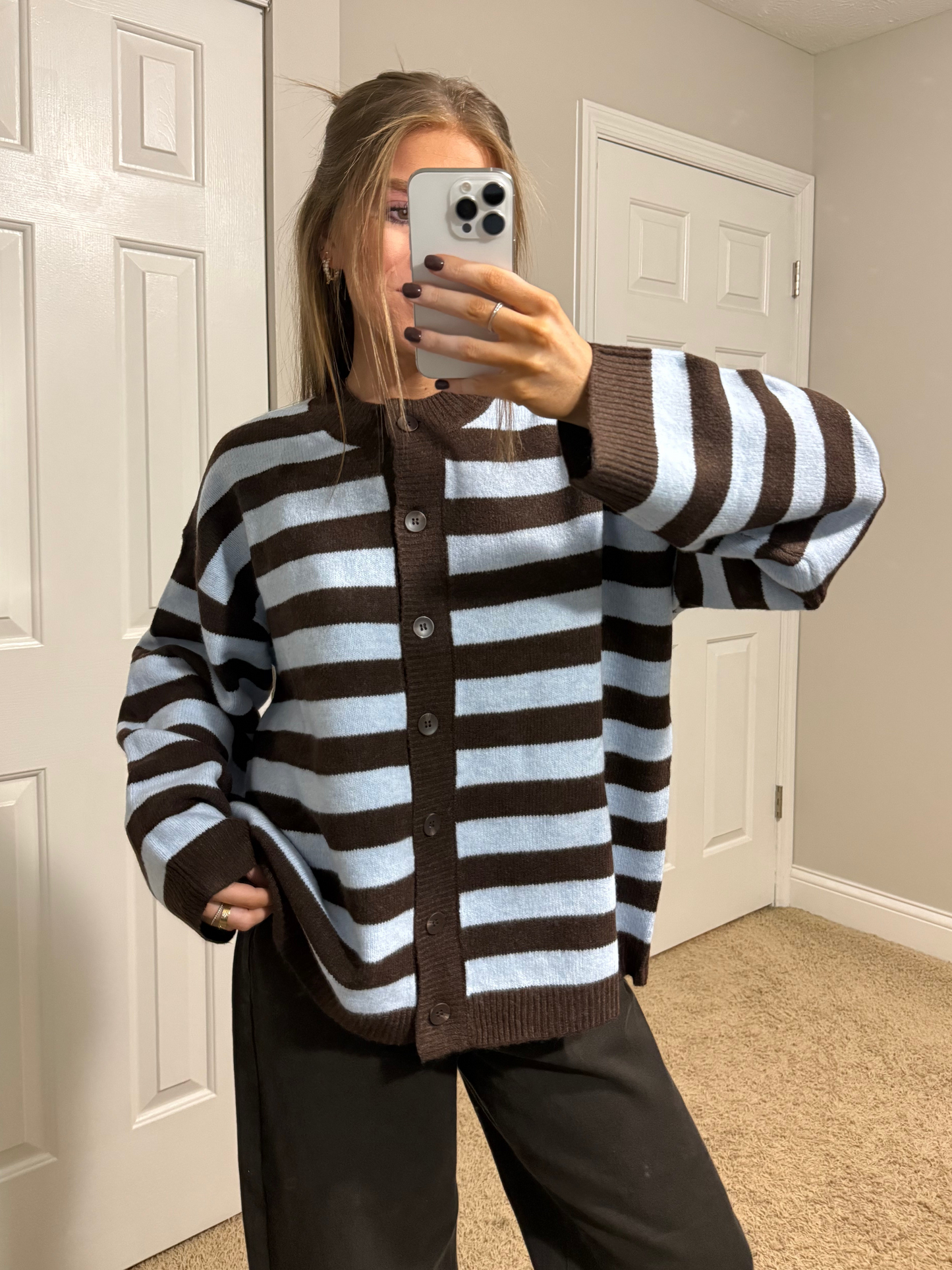 Blueberry Mocha Striped Cardigan