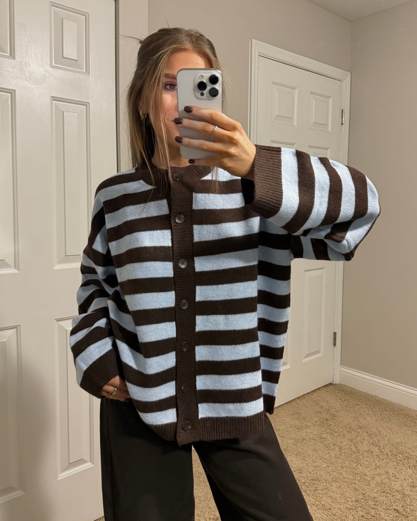 Blueberry Mocha Striped Cardigan