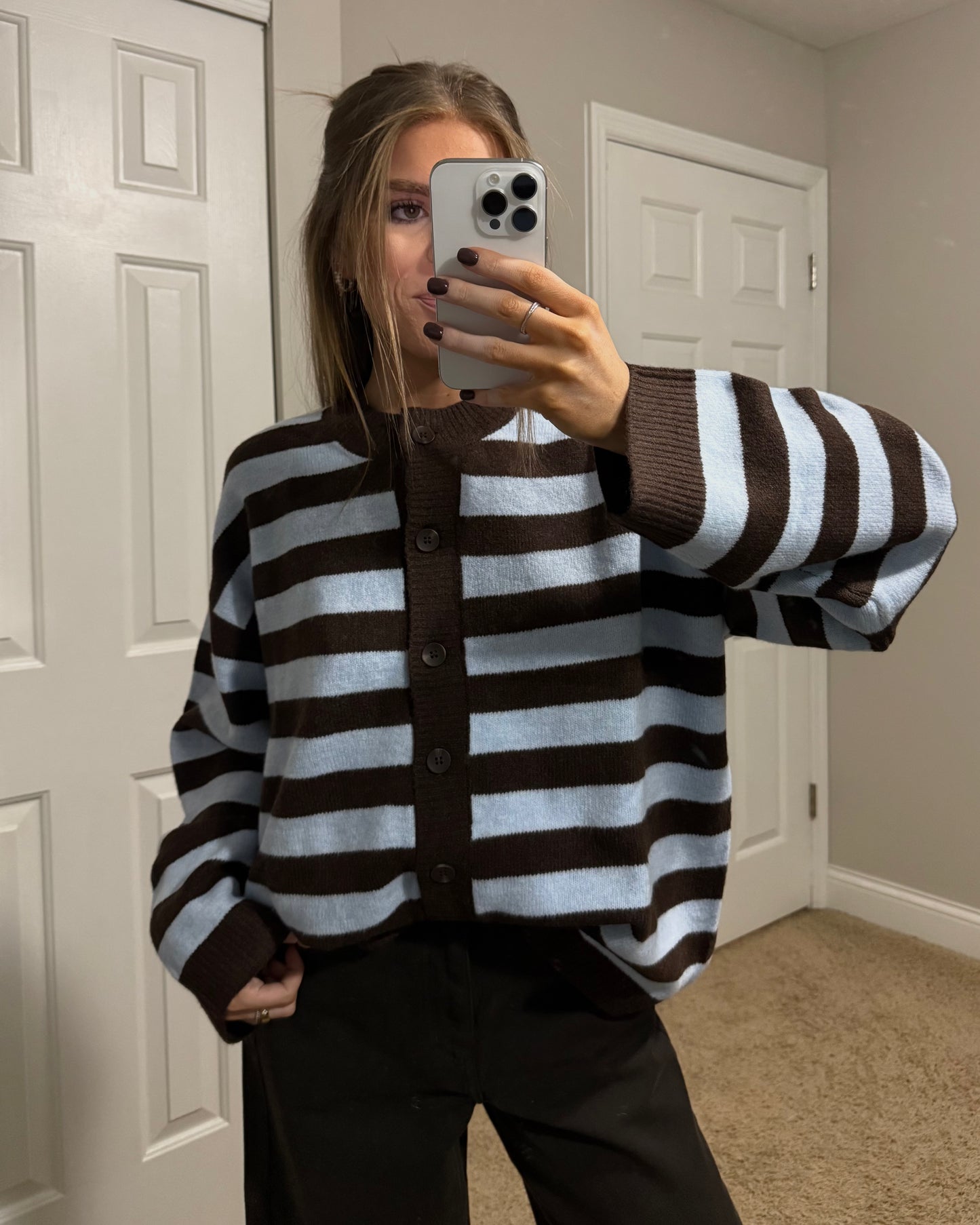 Blueberry Mocha Striped Cardigan