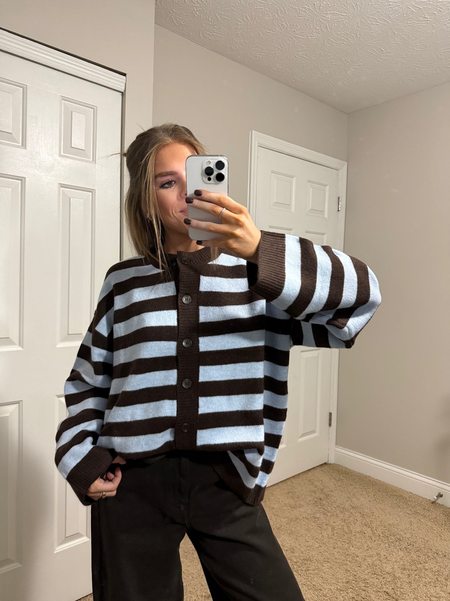 Blueberry Mocha Striped Cardigan