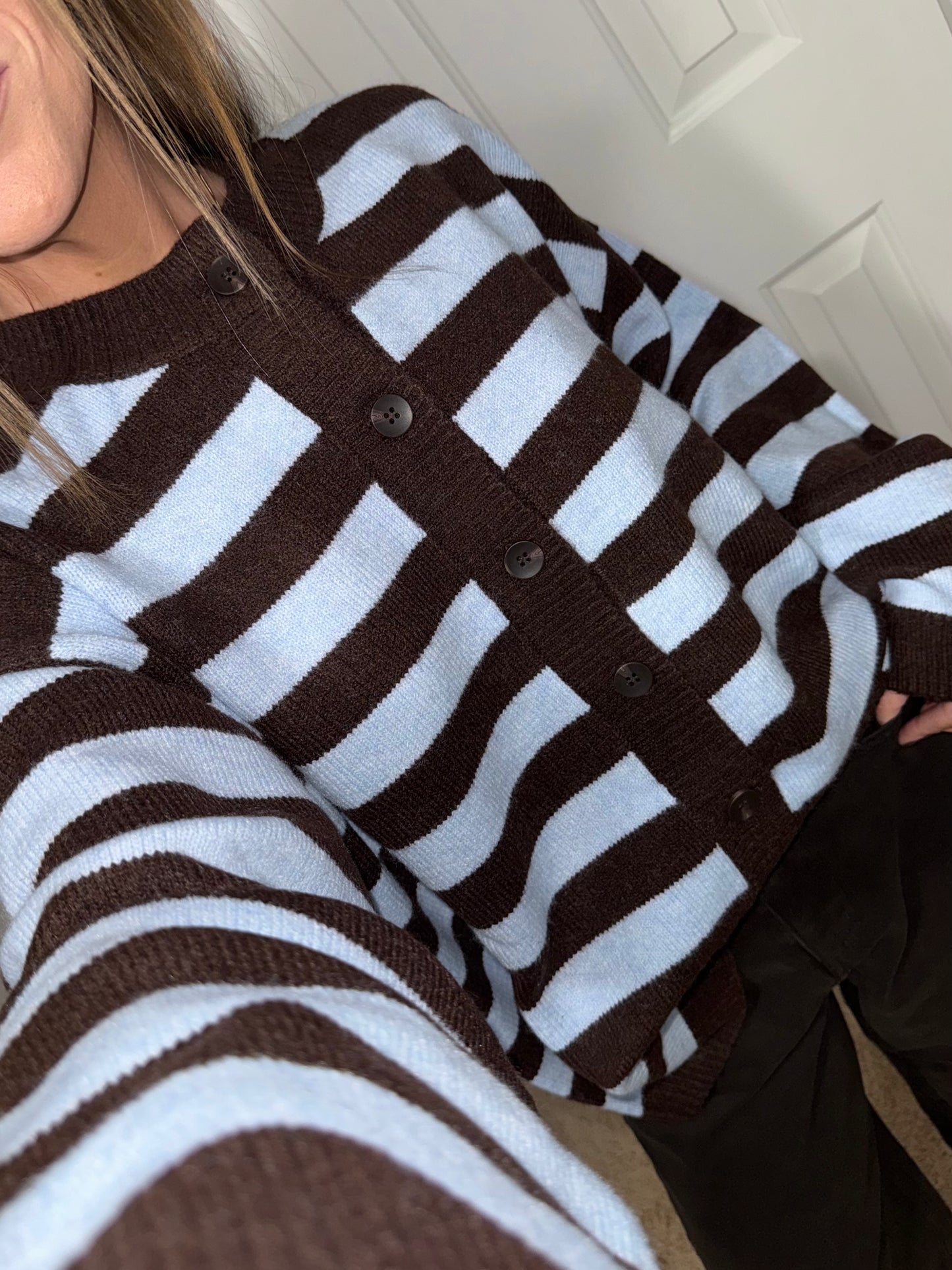 Blueberry Mocha Striped Cardigan