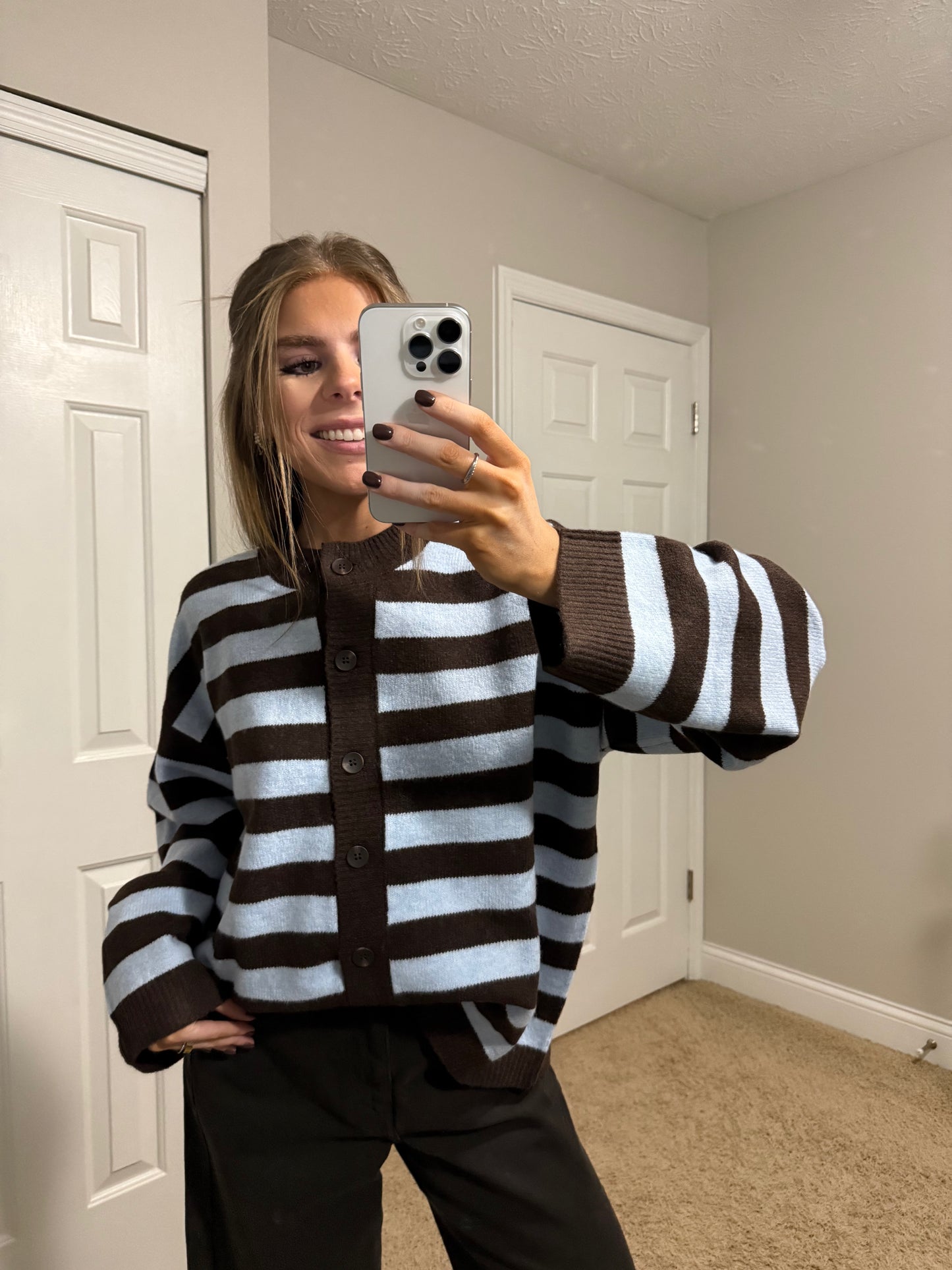 Blueberry Mocha Striped Cardigan