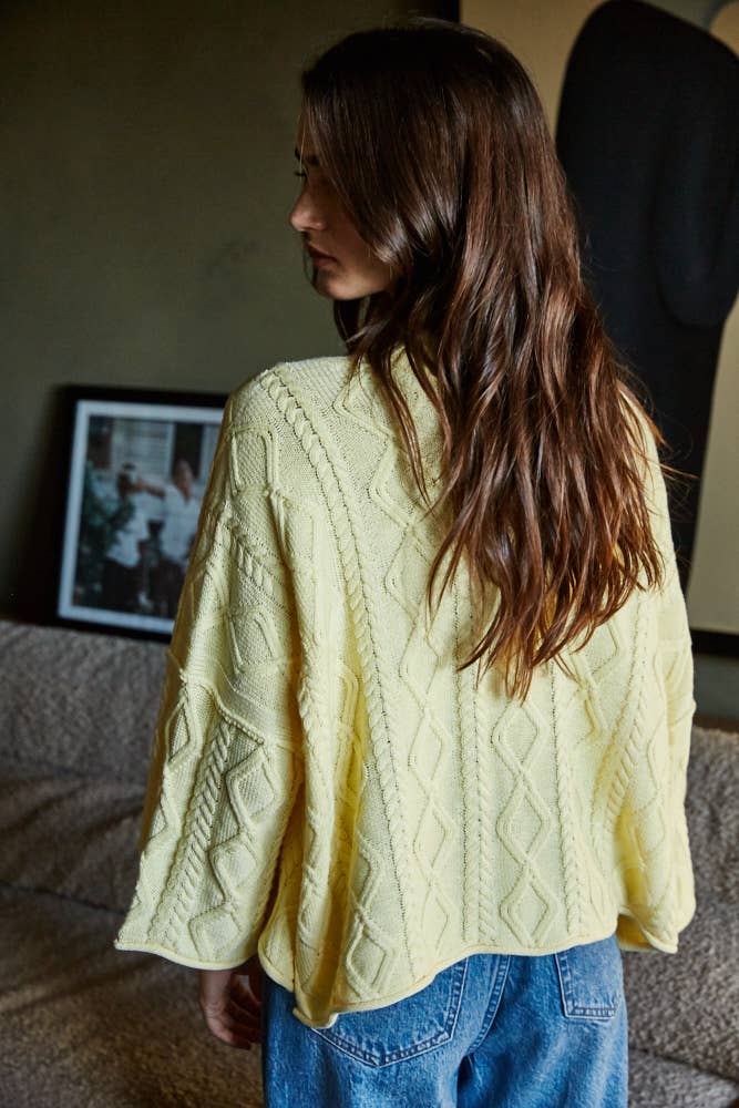 Madi 3/4 Sleeve Sweater | Pastel Yellow
