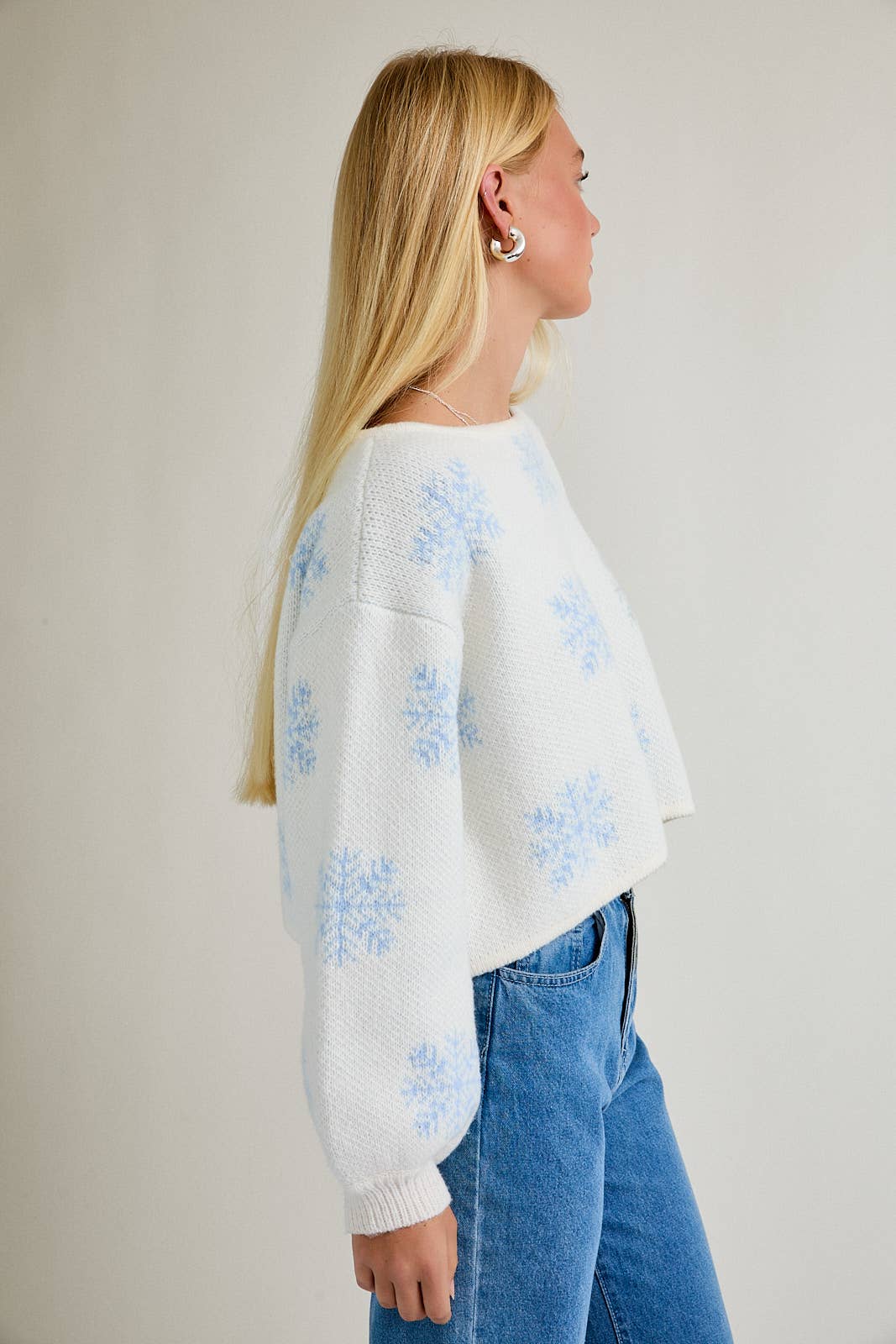 *SALE* ‘SNOWFLAKE' Boat Neck Cropped Sweater